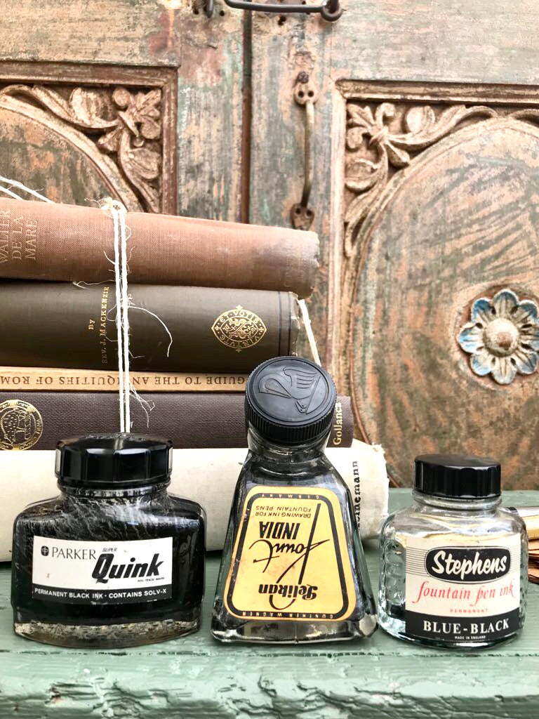 Vintage Ink Bottles - Set of Three