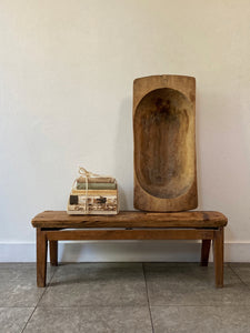 Large Rustic Wooden Dough Bowl