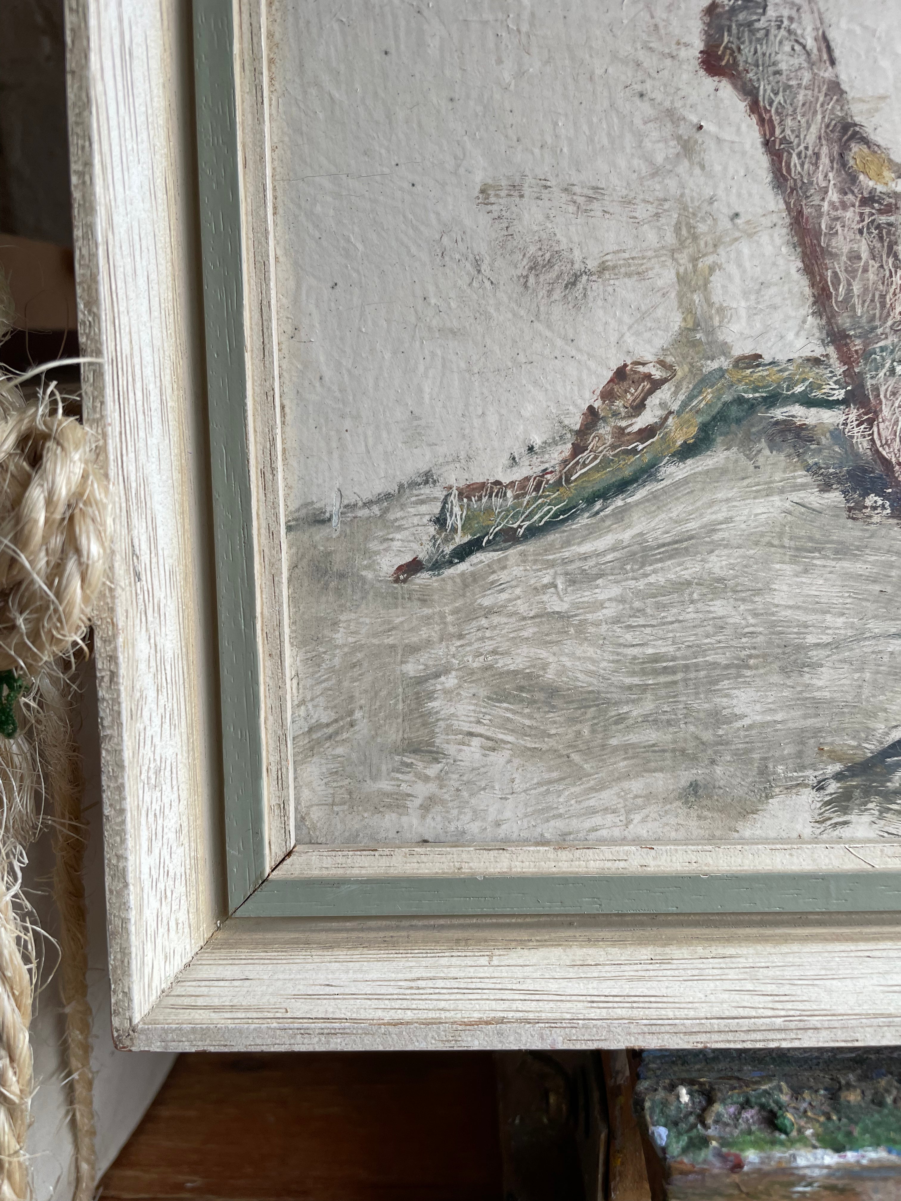 Still Life with a Bench: Beautiful Oil on Board
