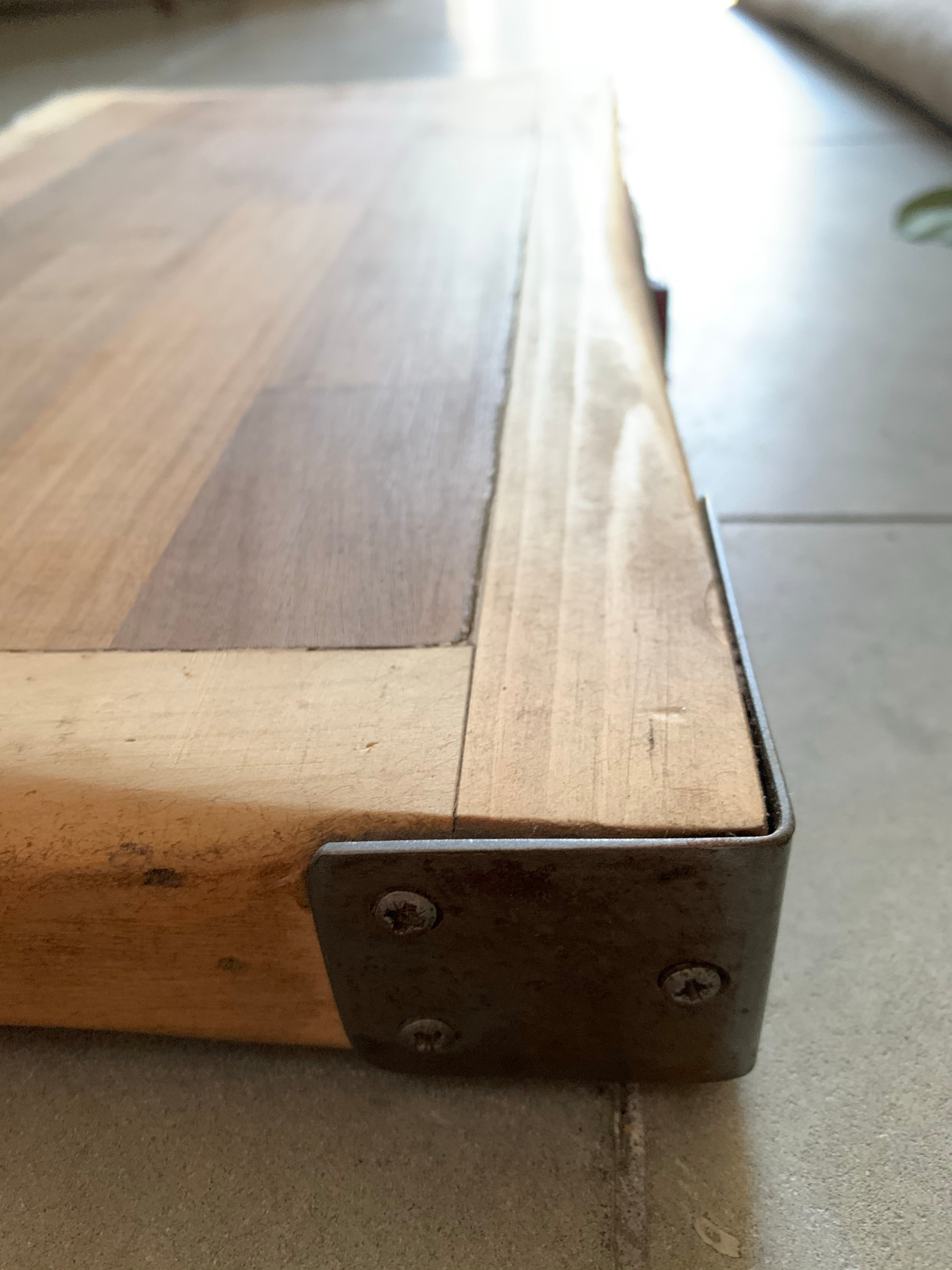 Reclaimed Wood Chopping Block (with red metal plaque)