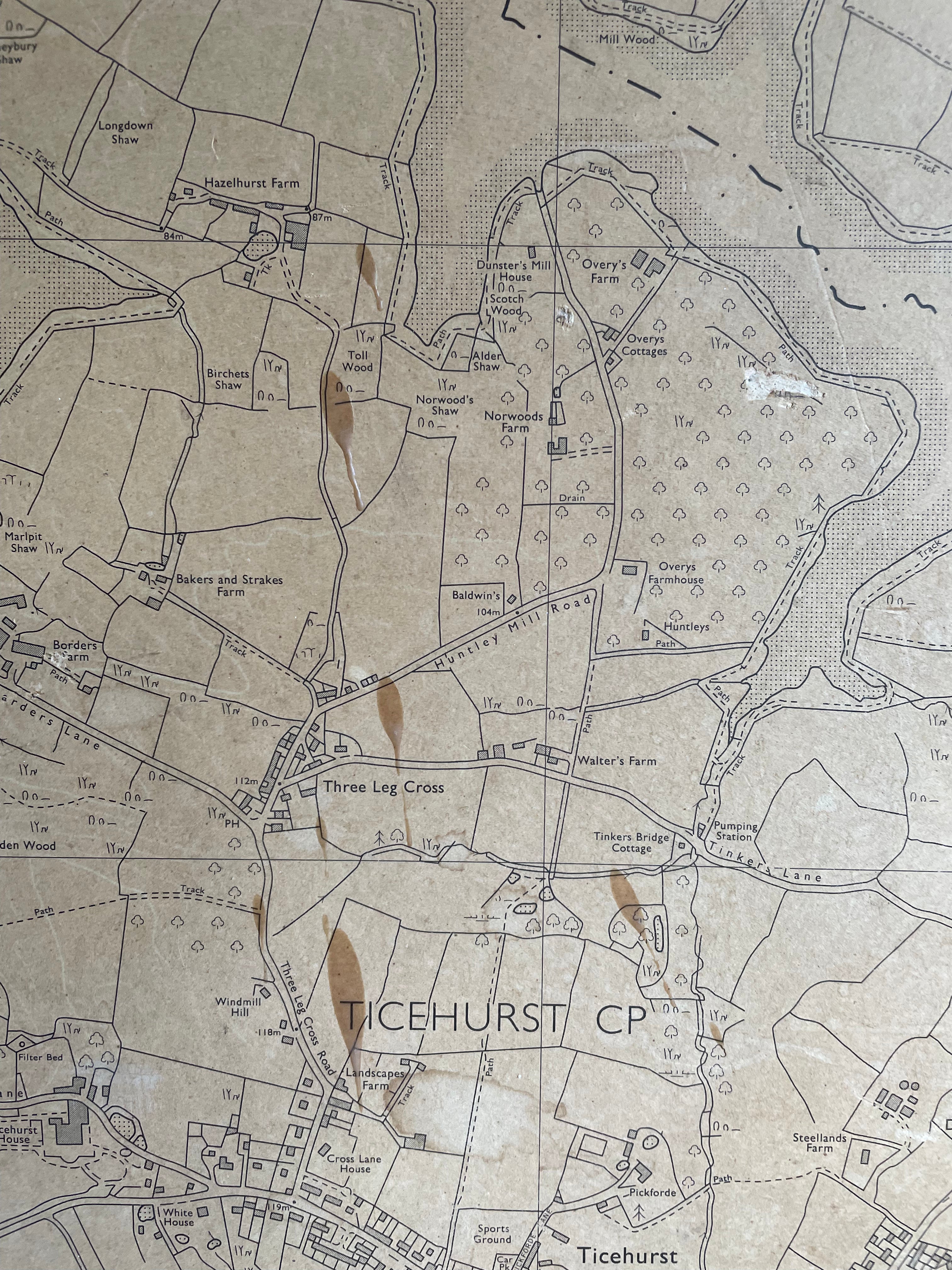 Large Faded Map of East Sussex & Kent