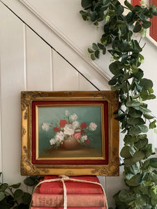 Small Floral Oil Painting with Gilt Frame