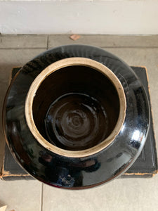Medium Black Glazed Chinese Pottery Jar