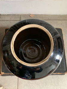 Medium Black Glazed Chinese Pottery Jar