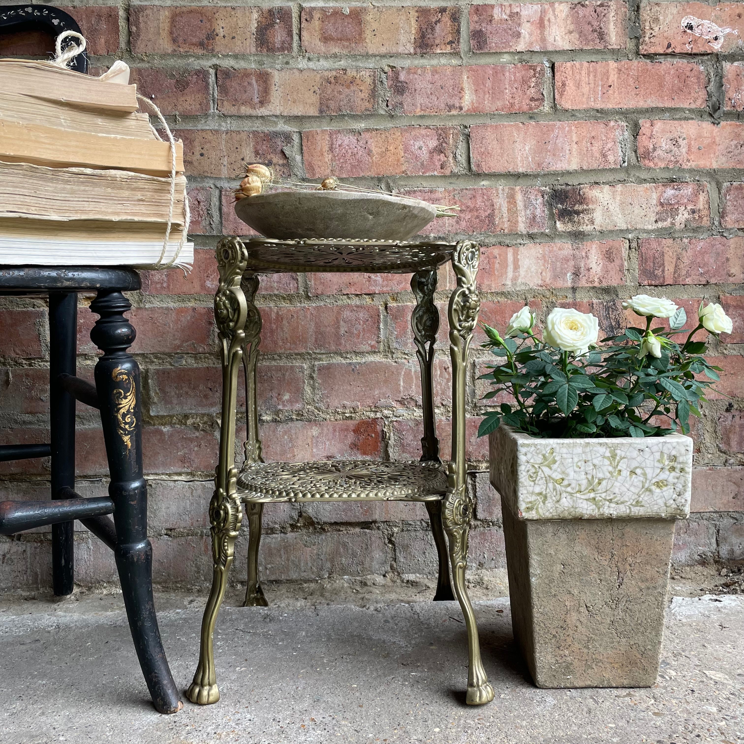 Two-Shelf Brass Occasional Table