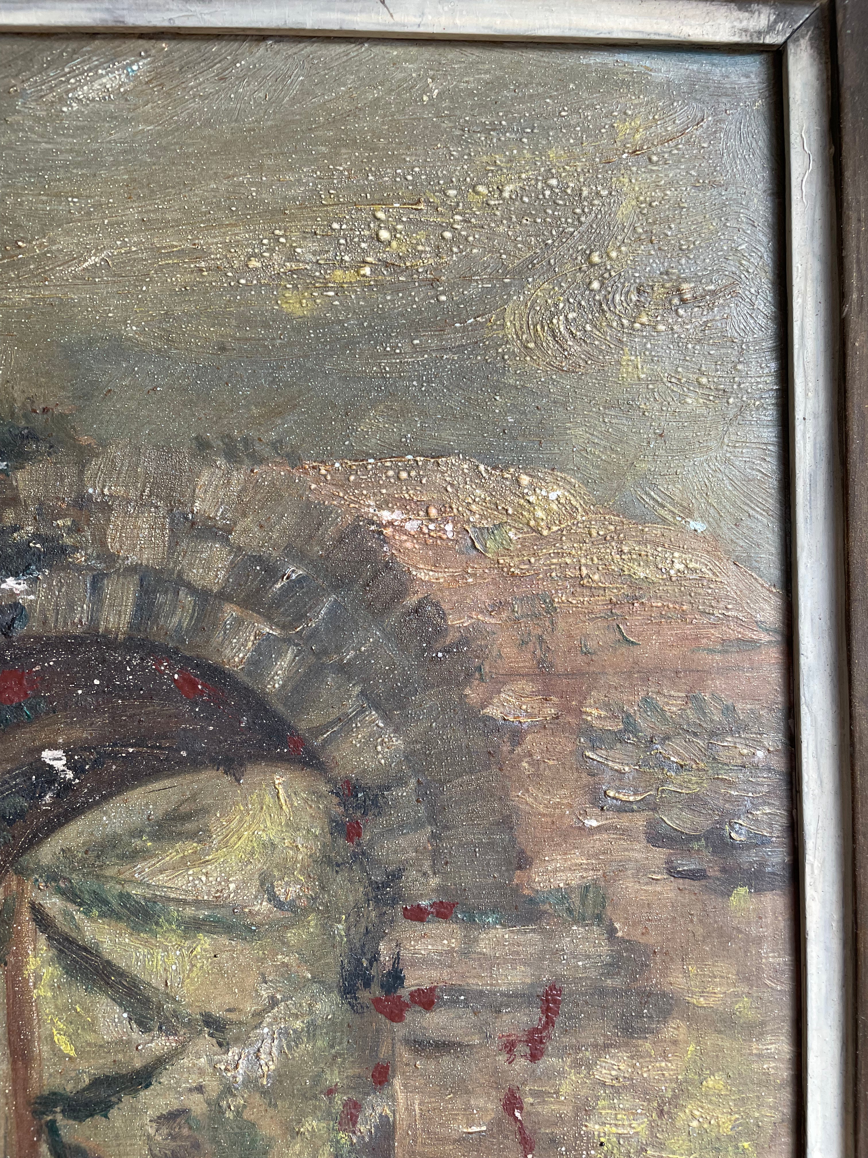 Through the Arch: Antique Oil on Wood