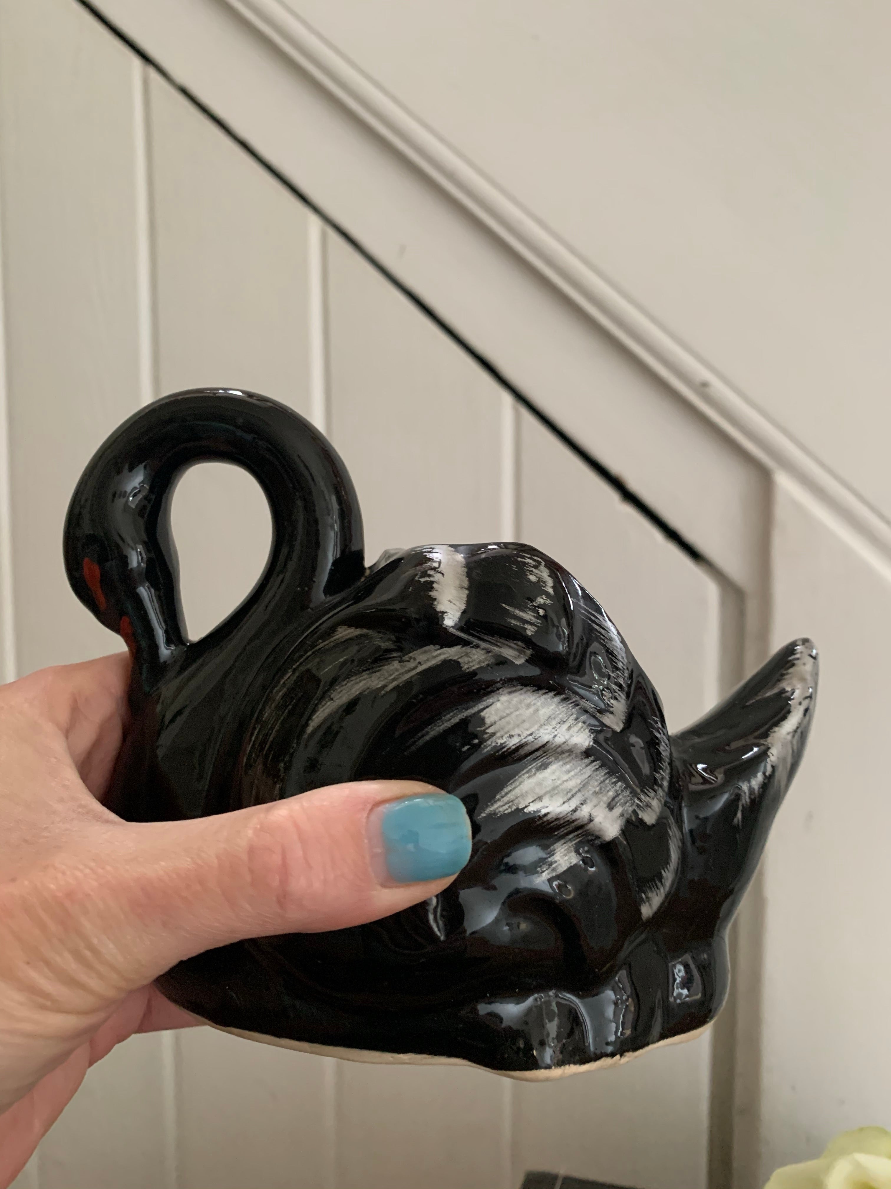 Small Black Ceramic Swan 2