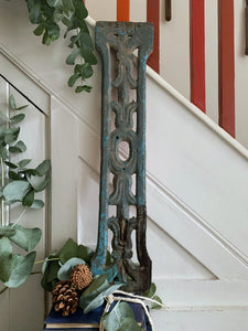 Hand-Carved Decorative Wood Panel with Turquoise Paint