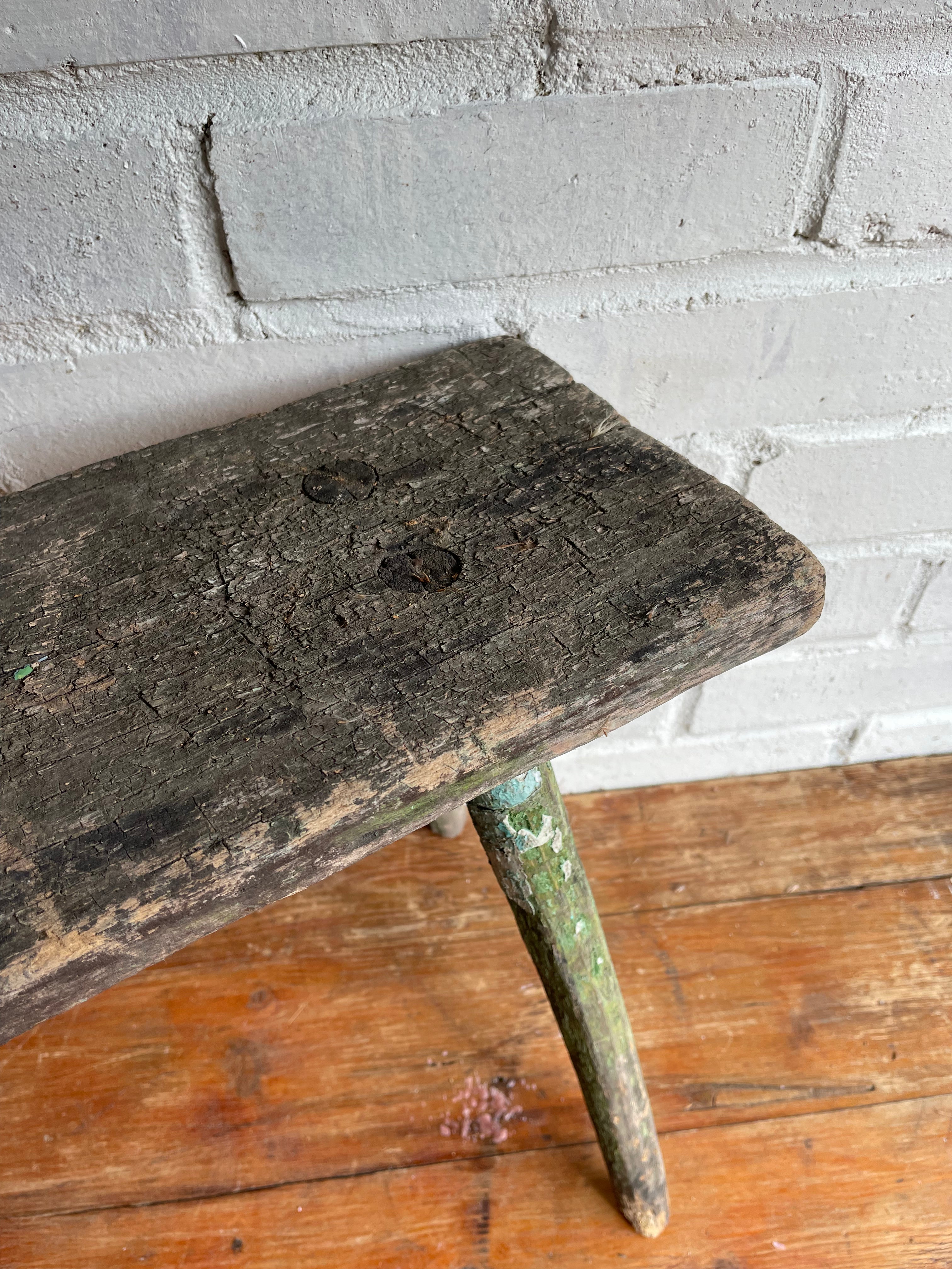 Rustic Green Stool