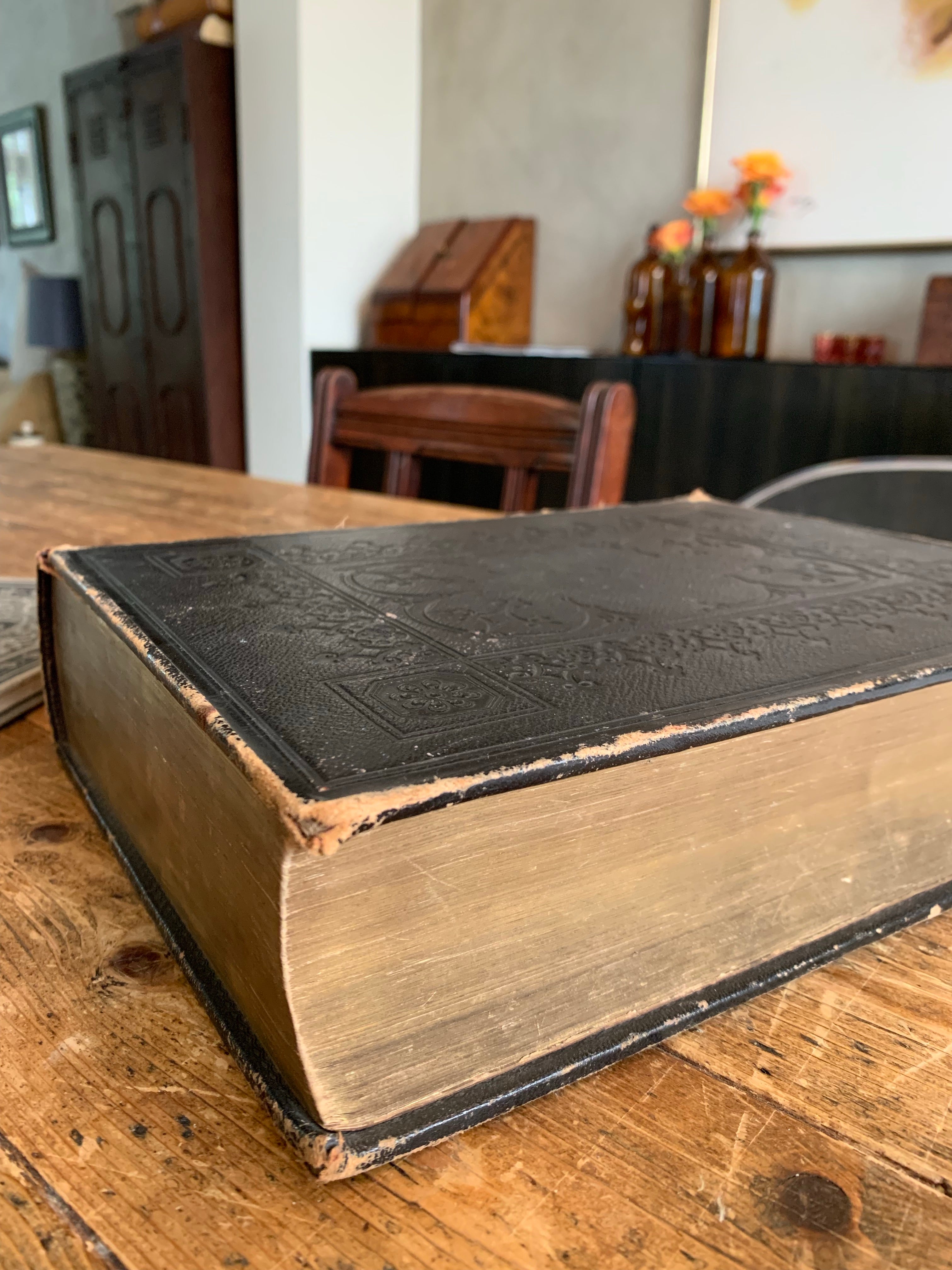 Large Antique Embossed Leather Bible
