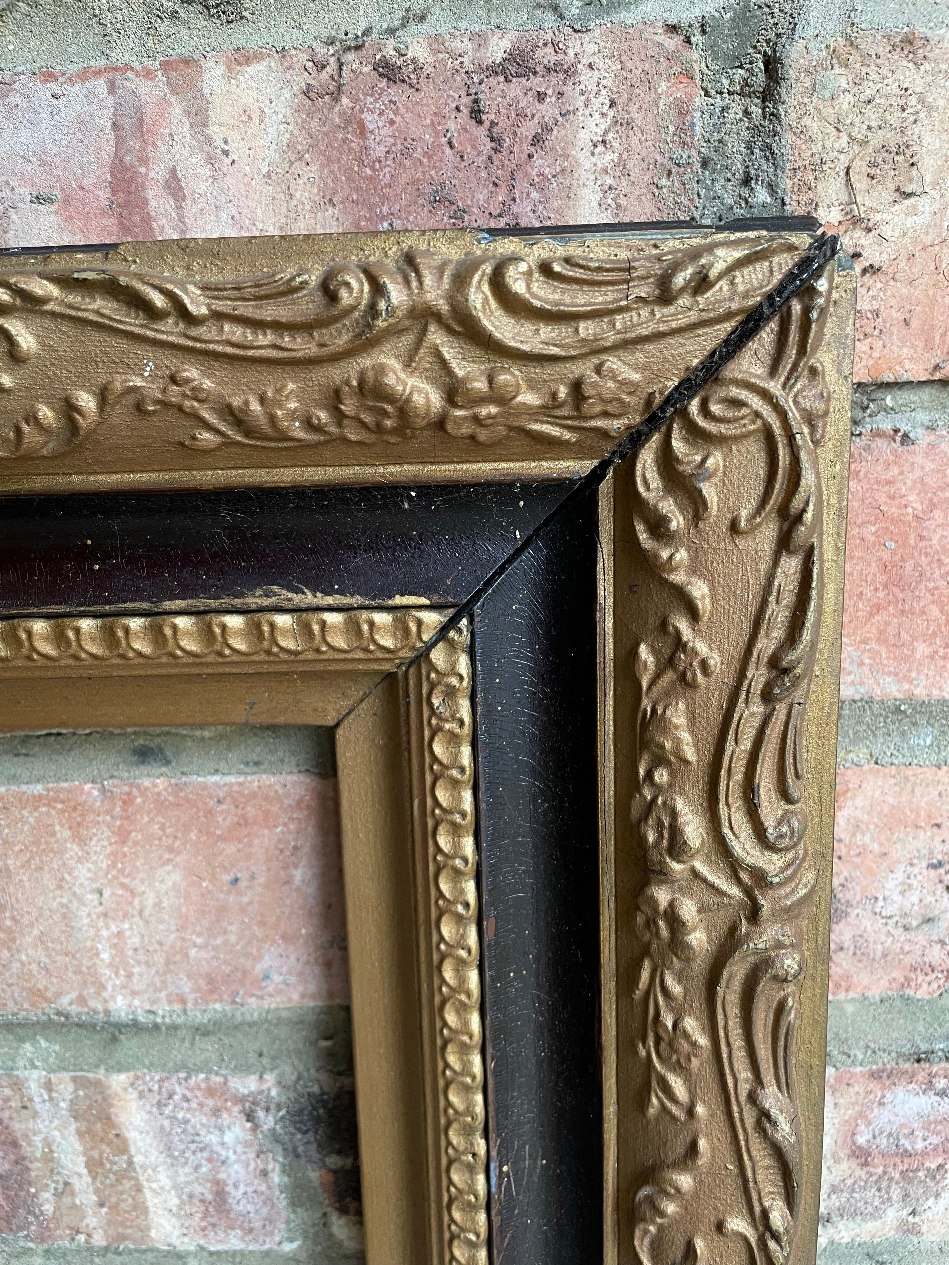 Large Decorative Wood & Gilt Frame