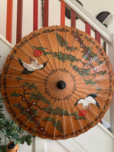 Vintage Japanese Bamboo Handpainted Parasol
