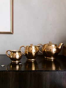 Vintage Denby Stoneware Gold Lustreware Tea Set
