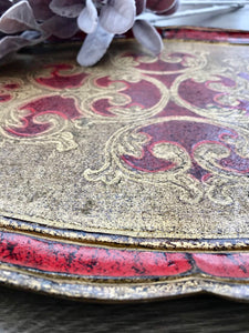 Red Florentine Gilt Tray