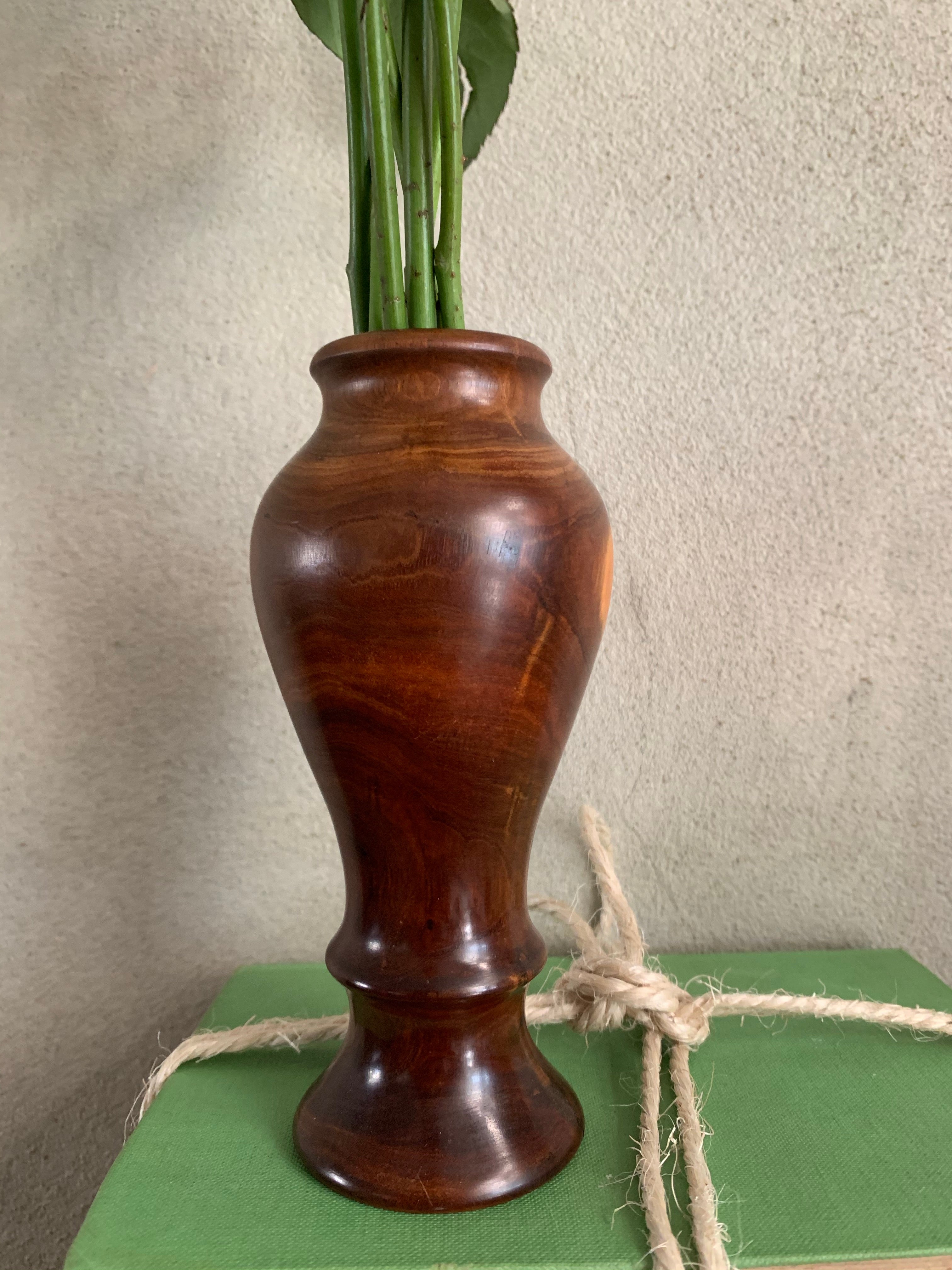 Pair of Turned Wood Posy Vases