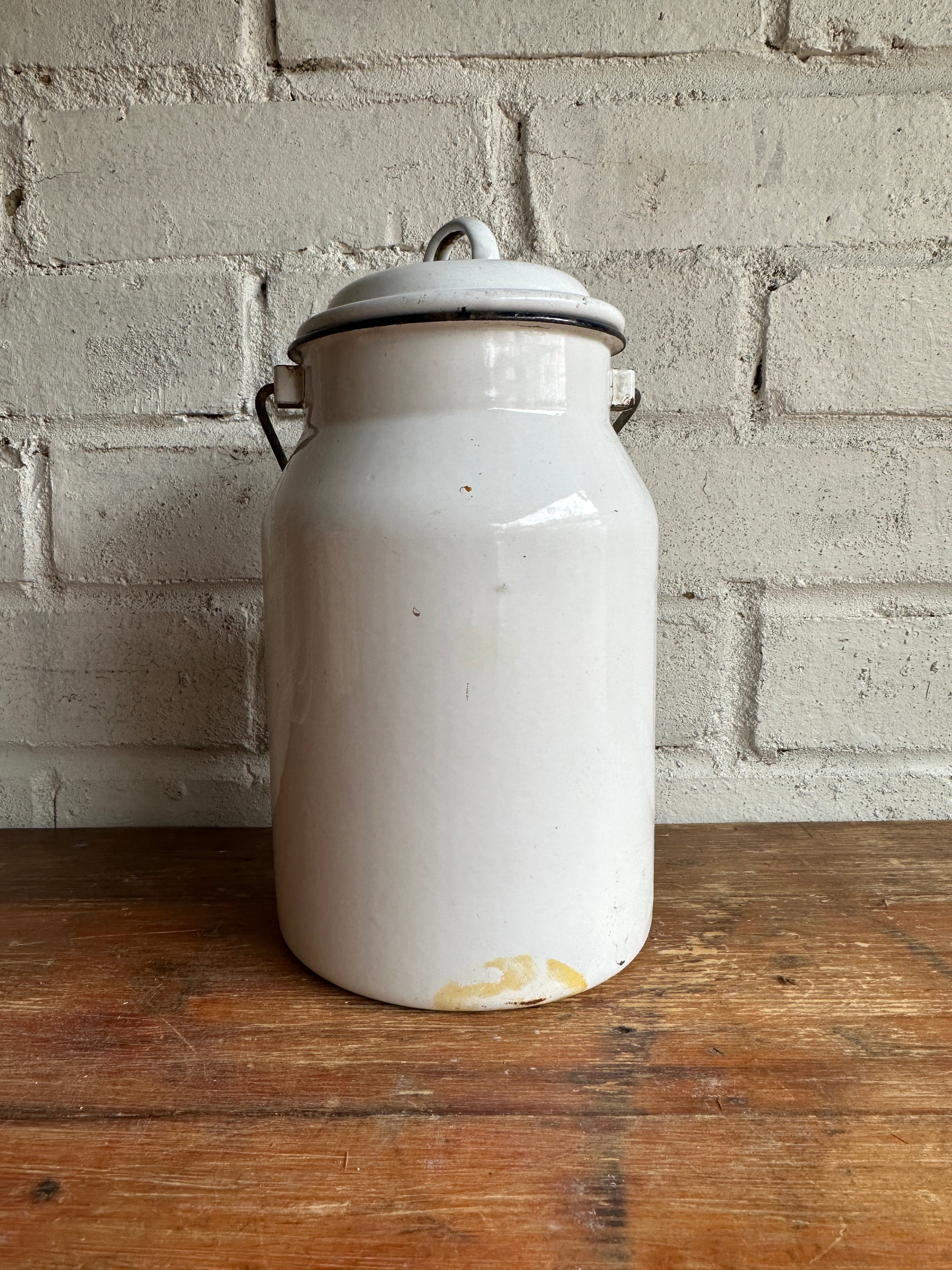 White Enamel Milk Can 2