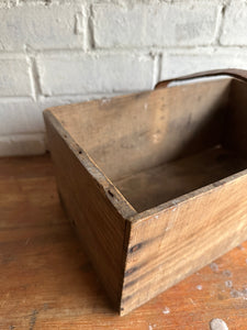 Wooden Trug with Leather Handle