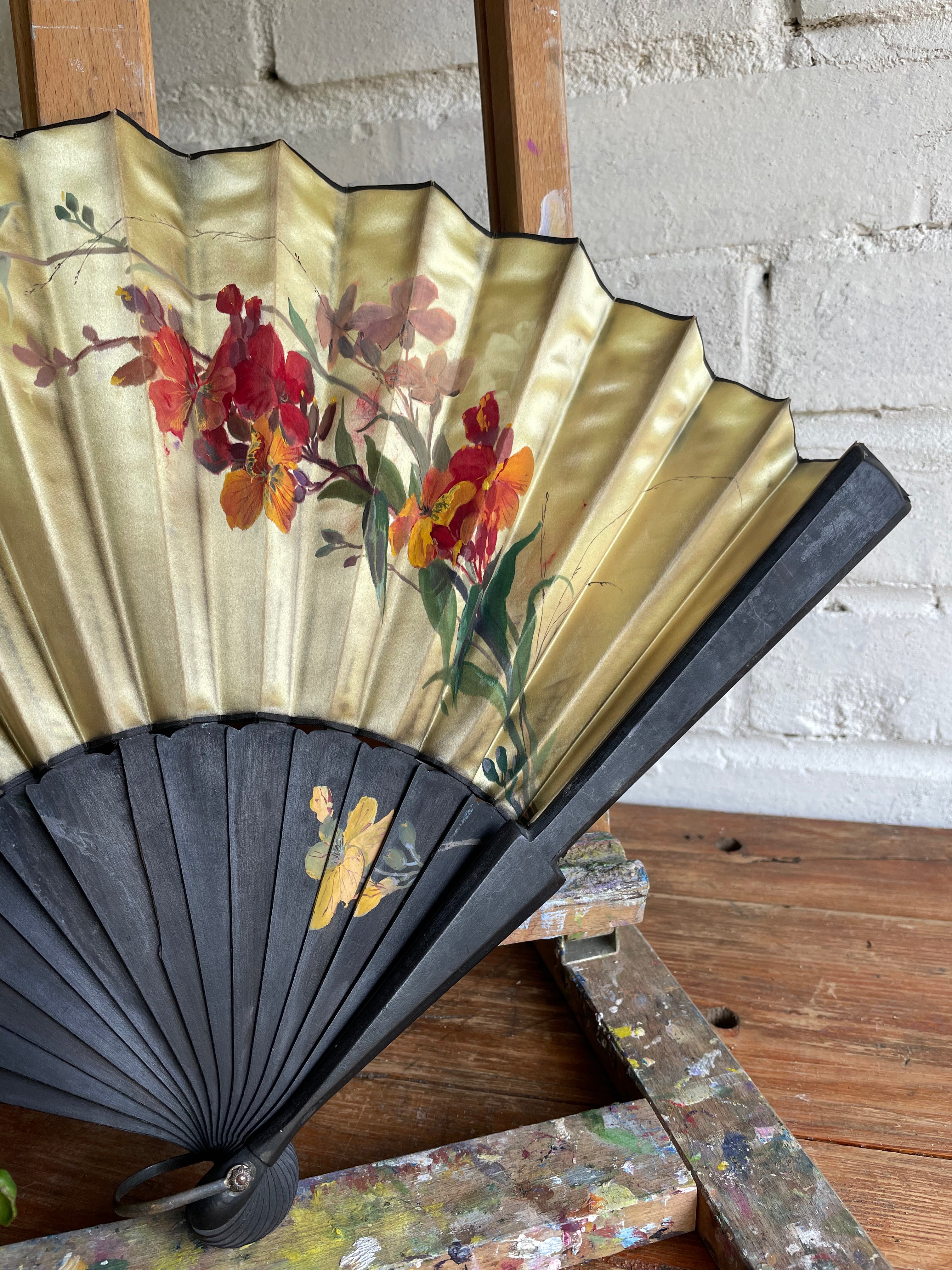 Antique Handpainted Silk Fan
