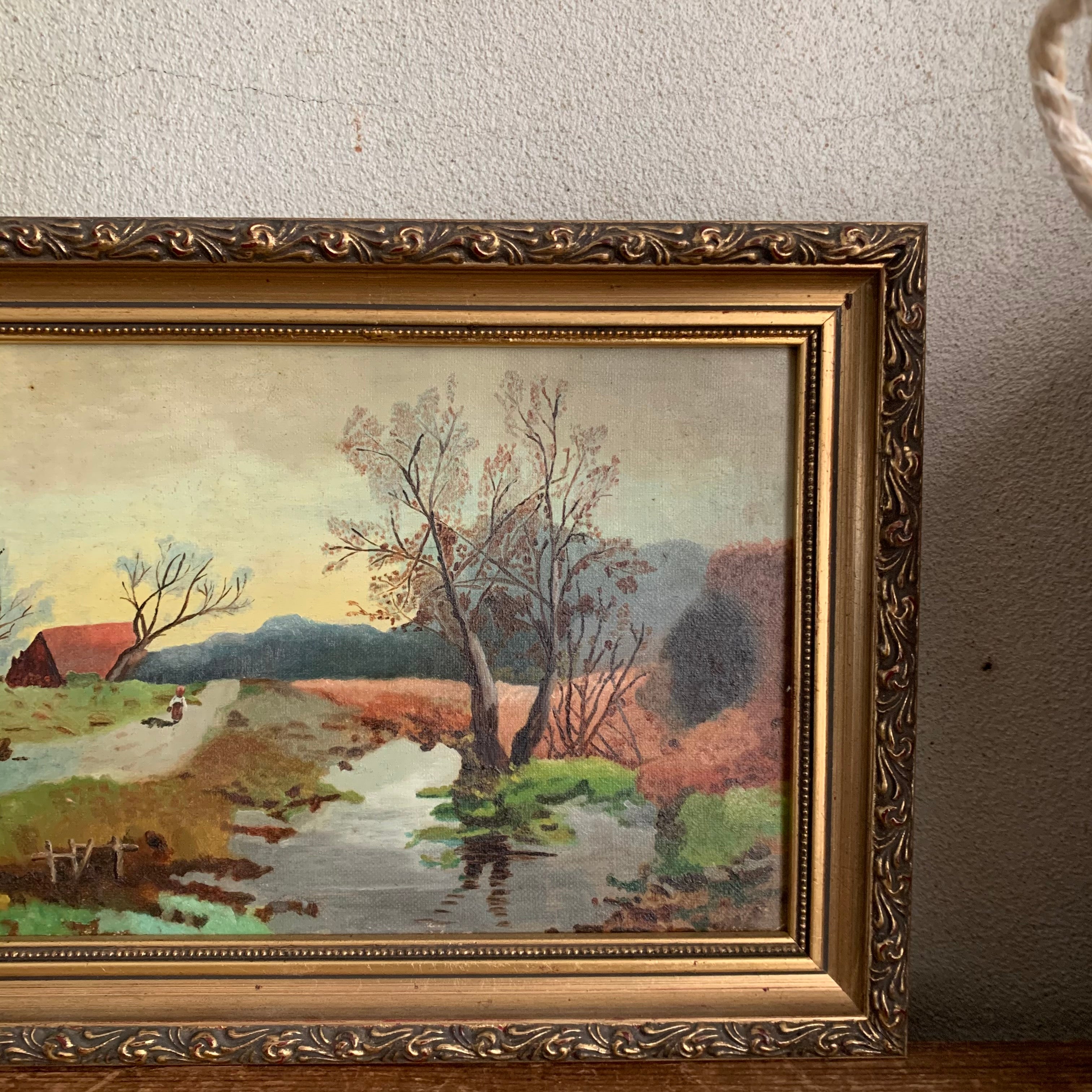 A Landscape at Dusk: Antique Oil, signed and dated 1902