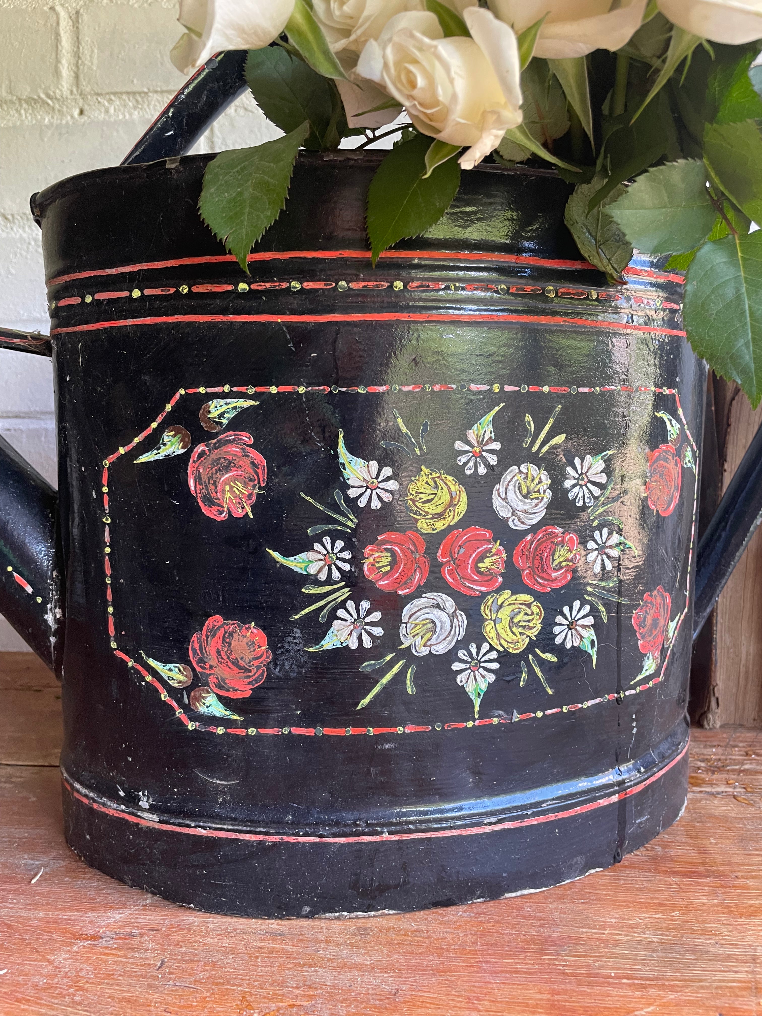 “Bargeware” Hand-Painted Metal Watering Can