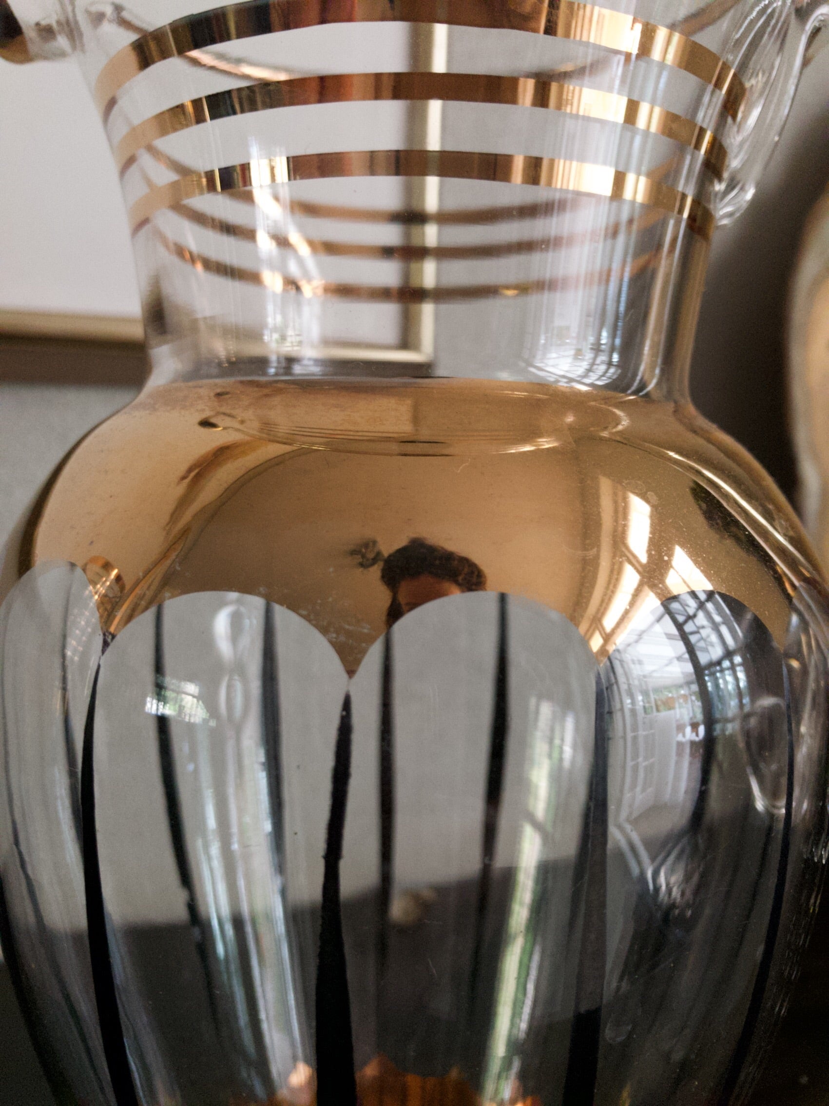 Midcentury Glass and Gold Jug