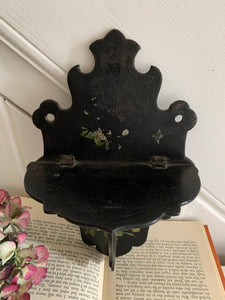 Little Antique Papier Mache Black Lacquer  “Chinoiserie ” Folding Wall Sconce