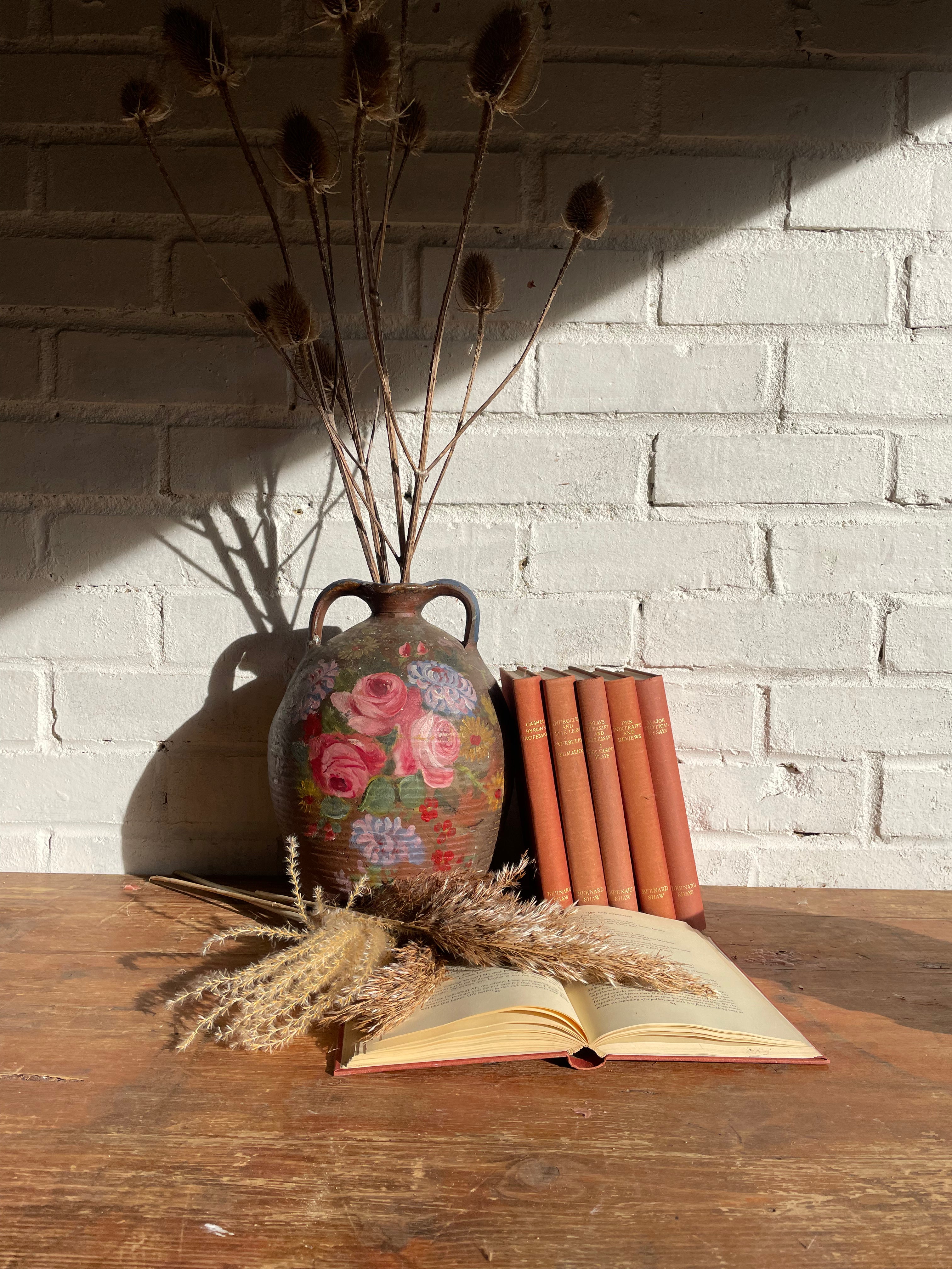 French Hand -Painted Floral Confit Pot