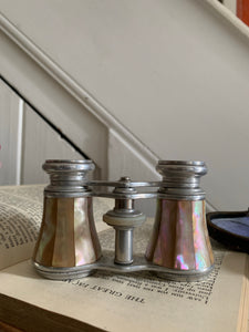 Mother of Pearl Antique Opera Glasses with Leather Case