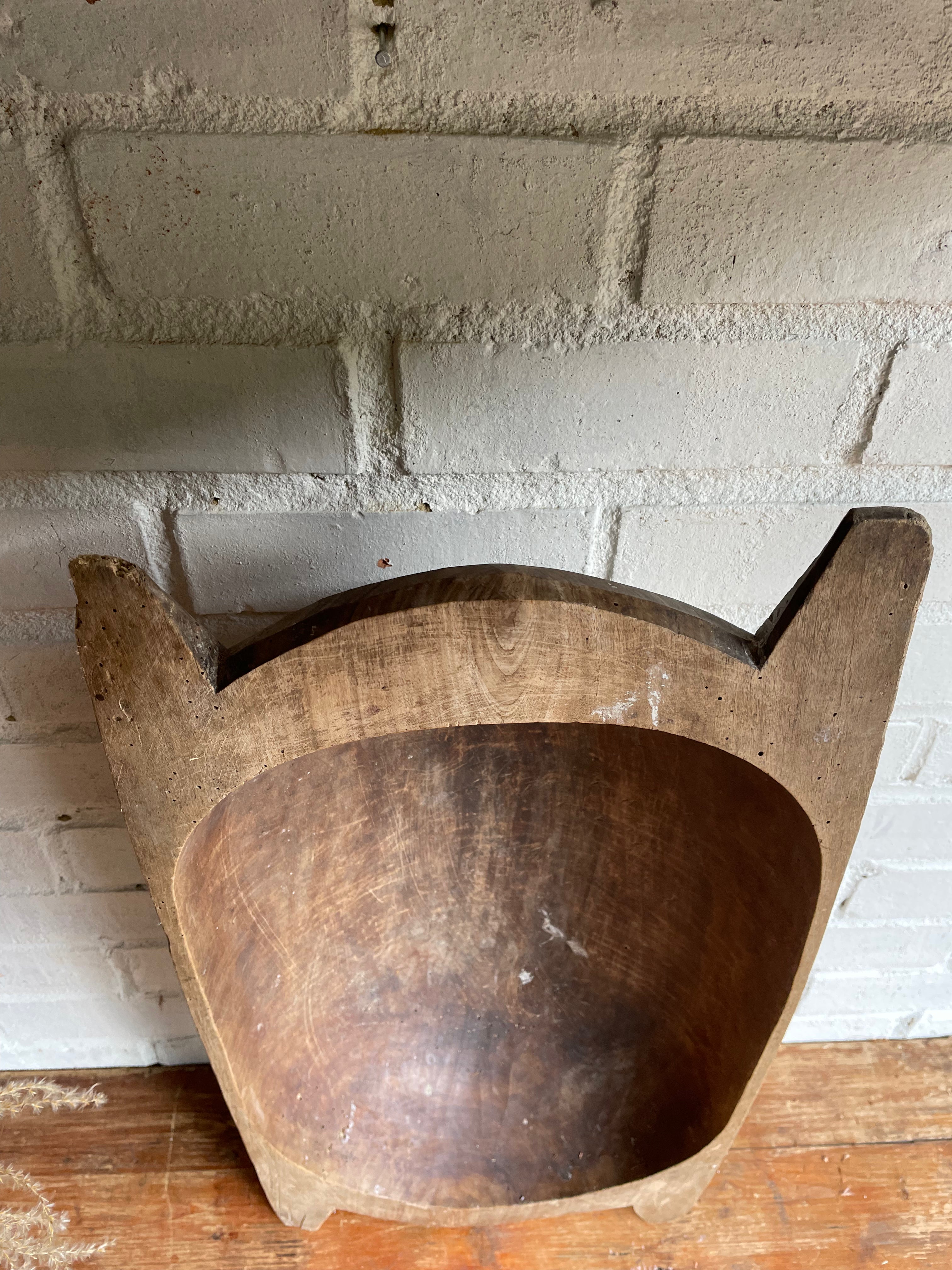 Large Wooden Dough Bowl 2