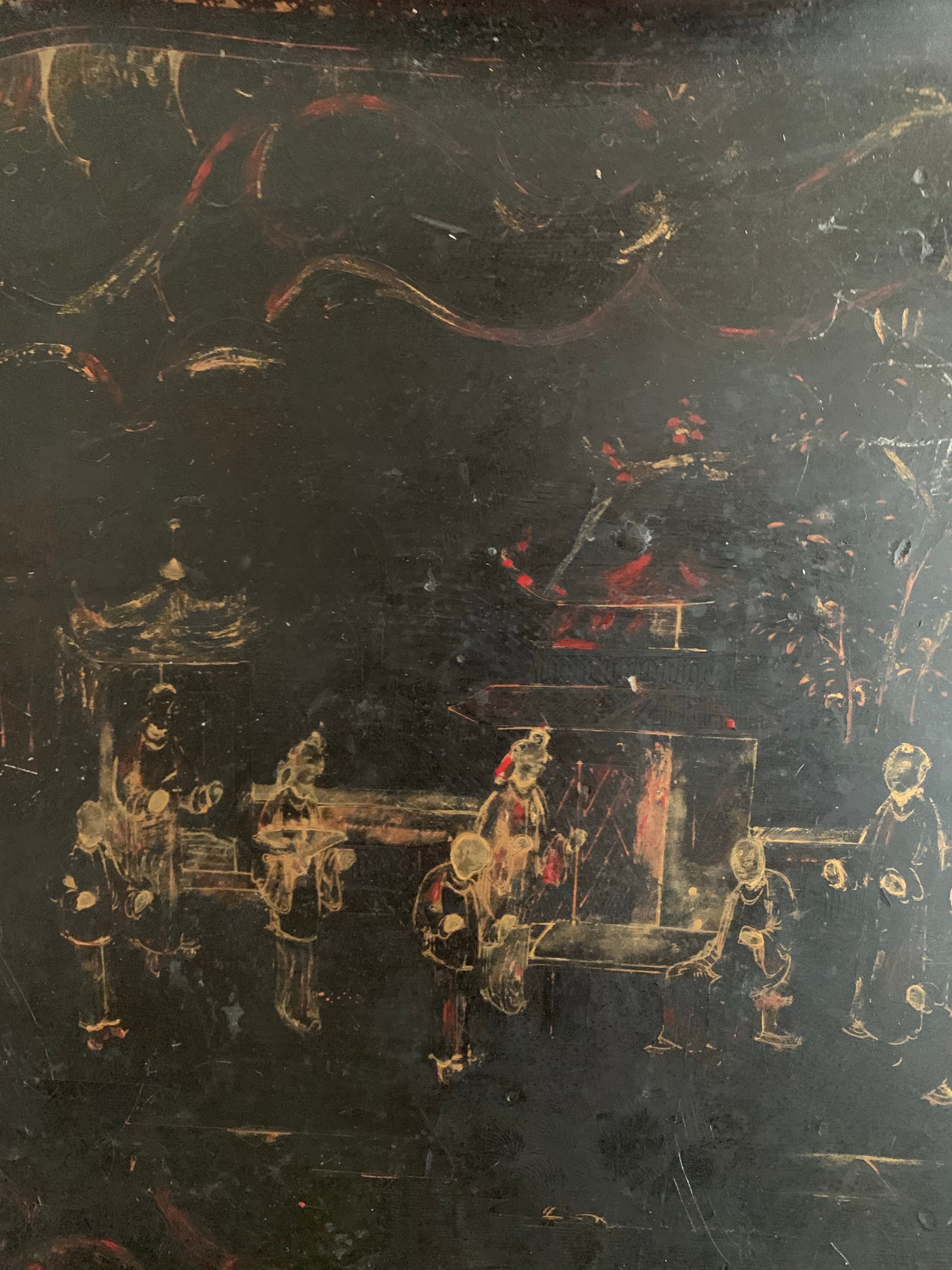 Antique Chinoisserie Papier Mache Tray