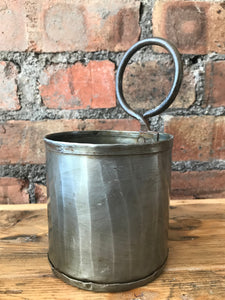 Large Rustic Gun-Metal Tin/Pot