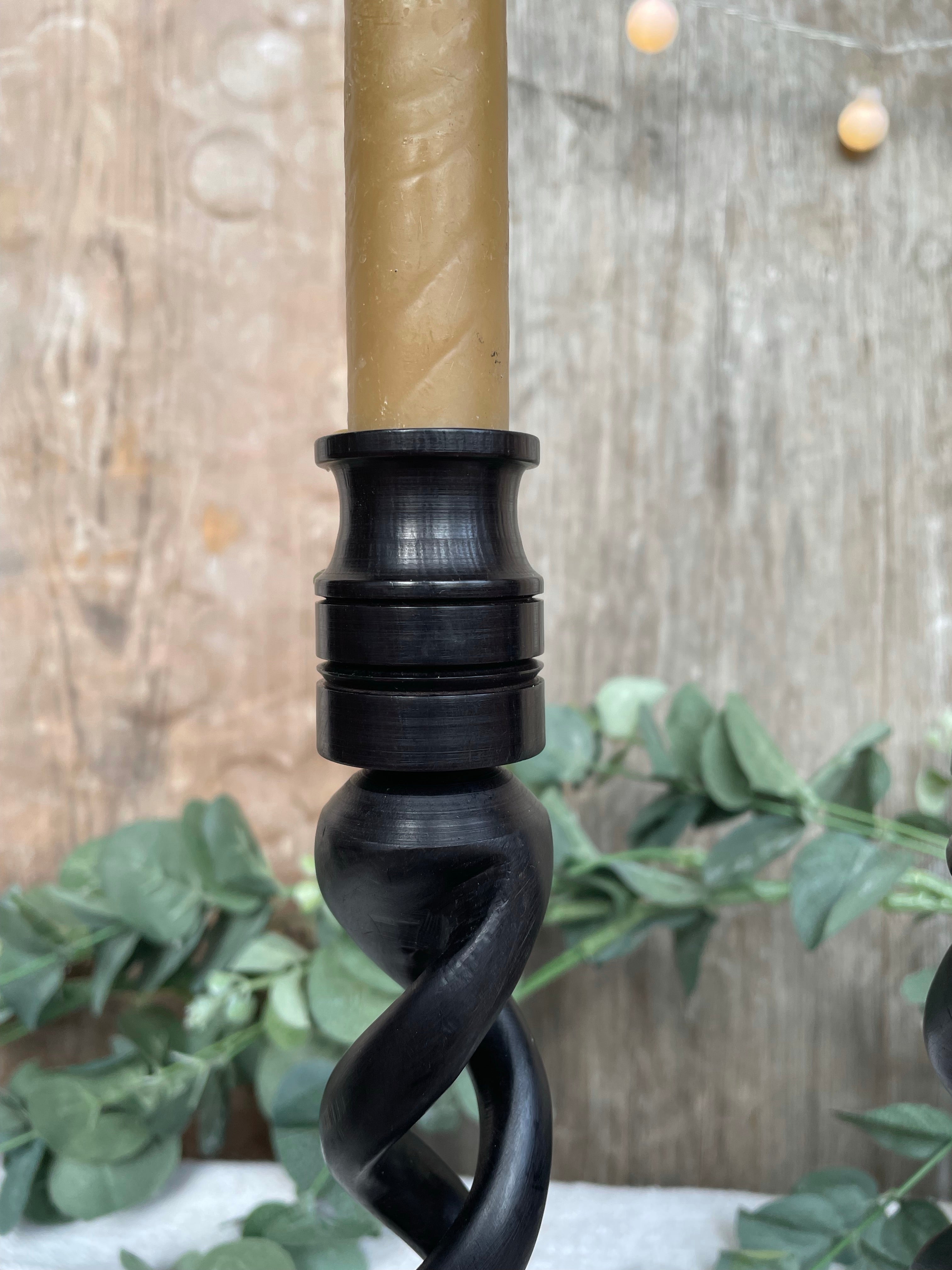 Ebony “Barley Twist” Wooden Candlesticks