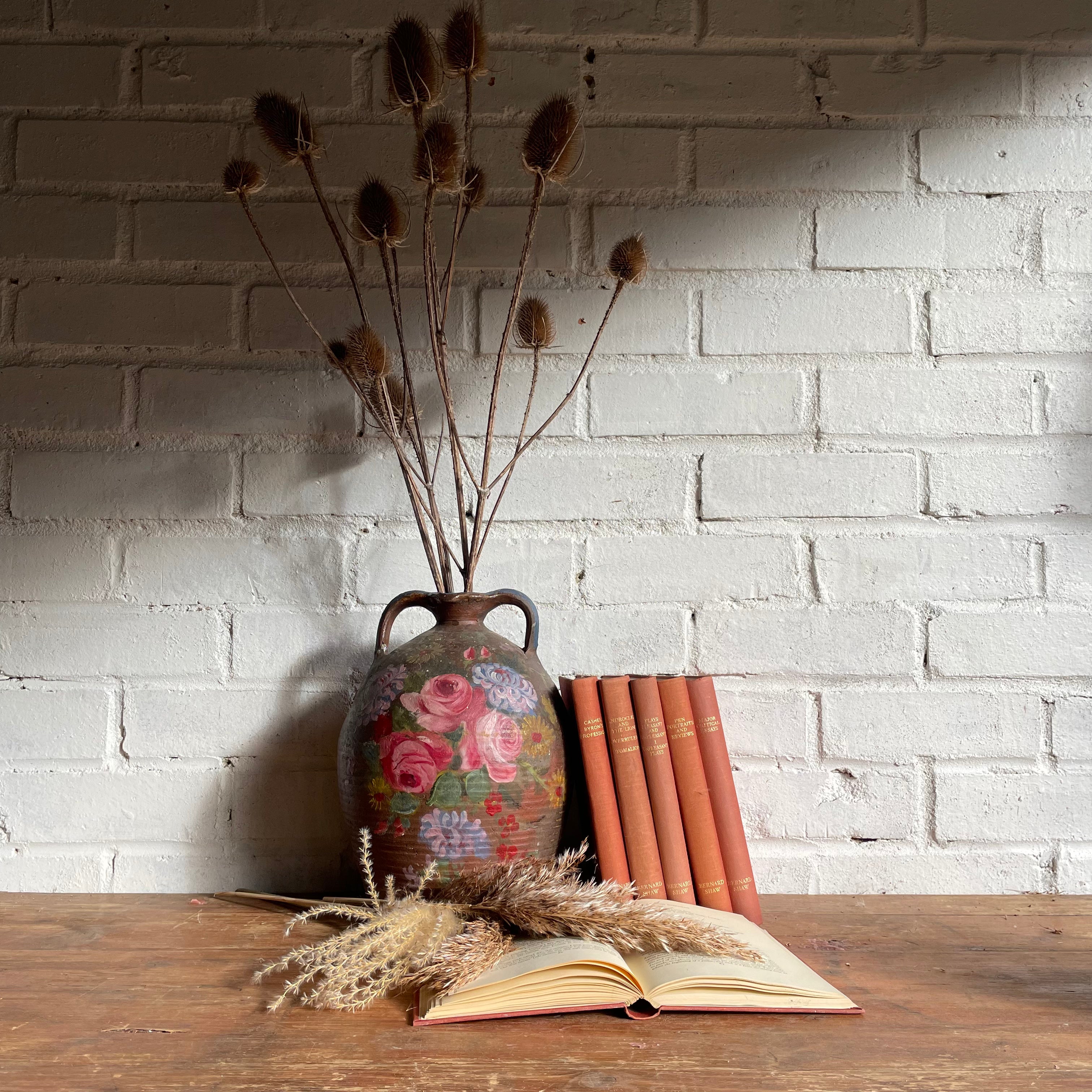 French Hand -Painted Floral Confit Pot