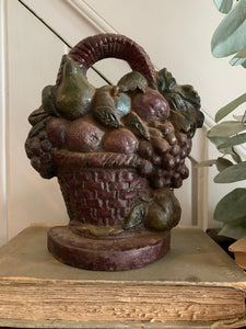 “Basket of Fruit” Antique Cast Iron Door Stop