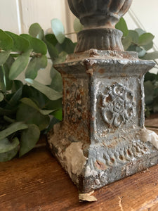 Large Rustic Cast Iron Candleholder  - Grey