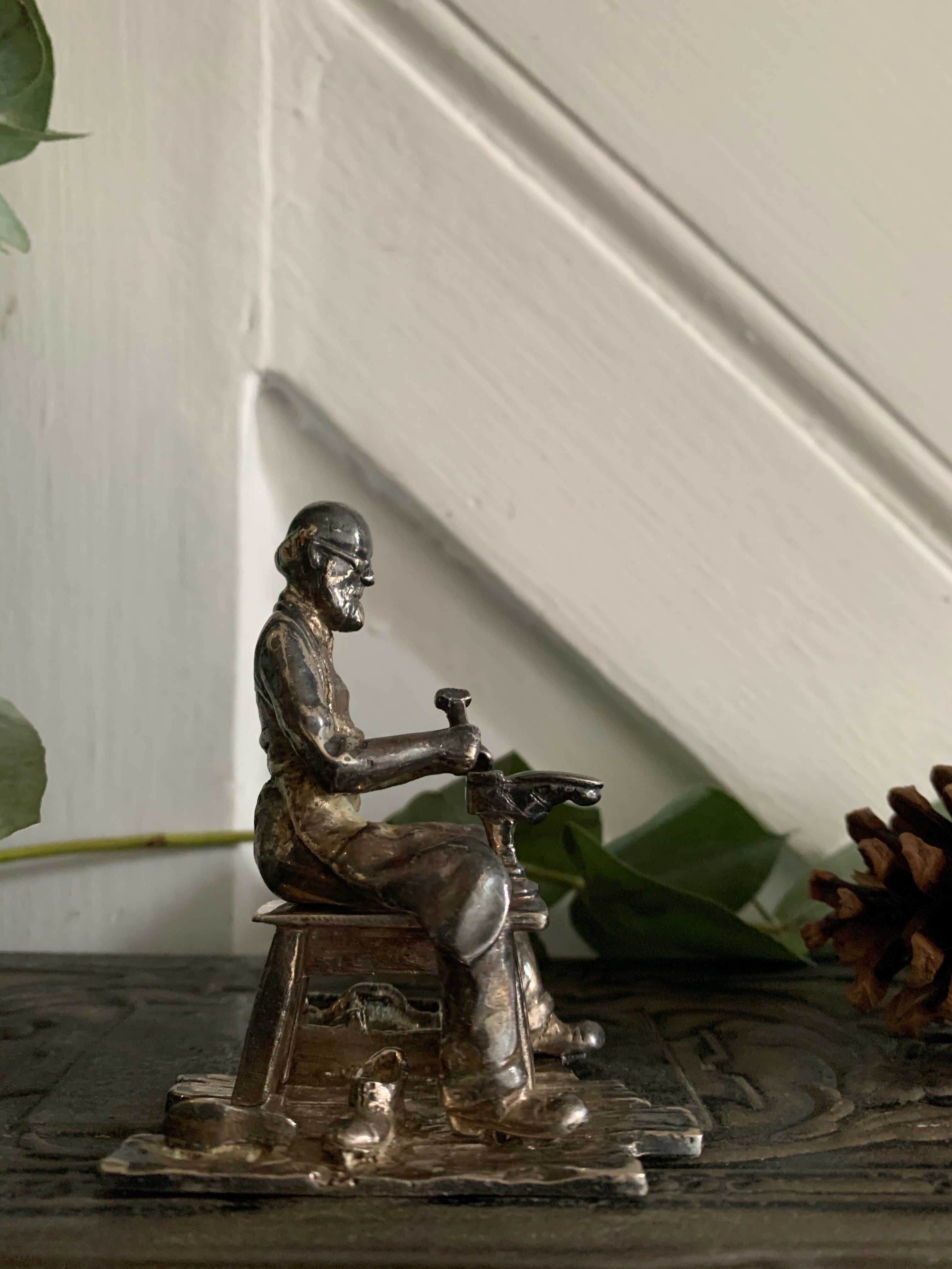 Little English Pewter Figurine -Shoemaker 