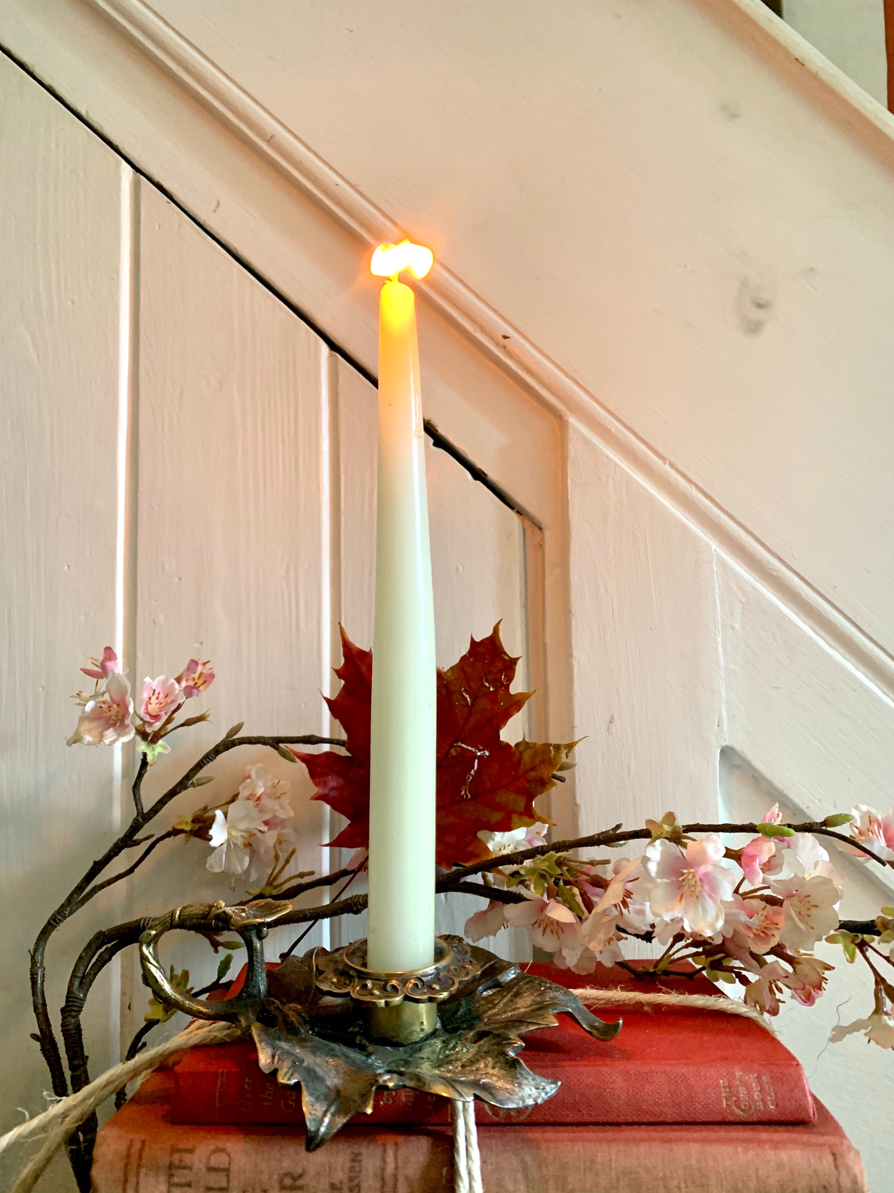 "Leaf" Gilt & Pewter Candleholder