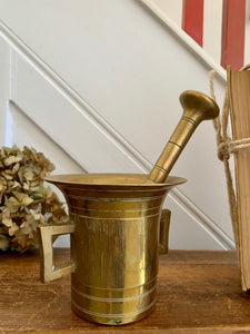 Large Antique Brass Pestle and Mortar 2