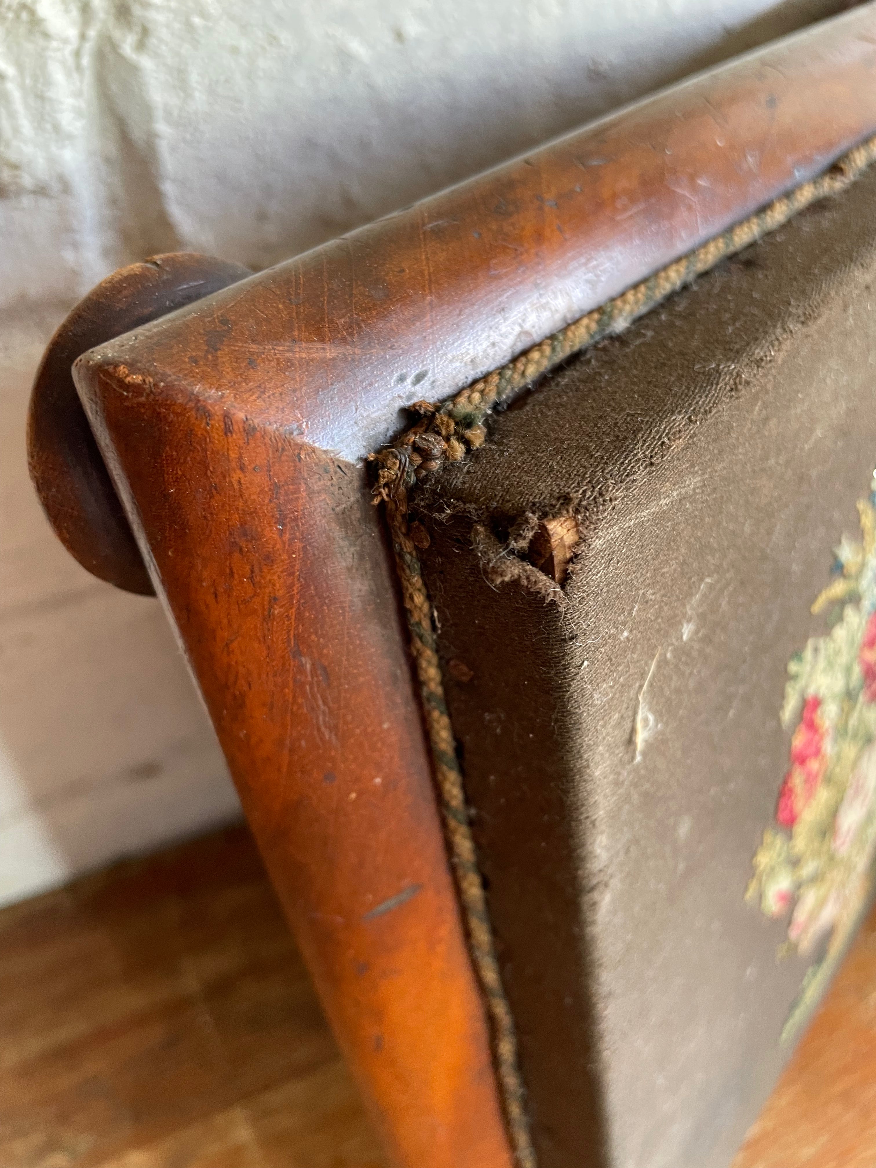 Embroidered Antique Foot Stool