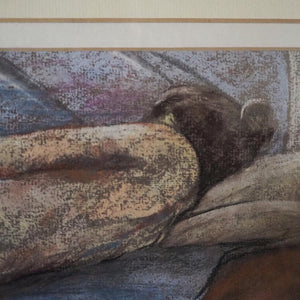 Reclining Nude - Framed Midcentury Pastel