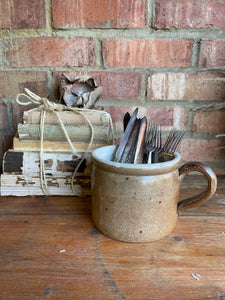 French Earthenware Salt Glazed Pot with Handle
