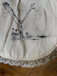 Victorian Silk & Lace Doily with Ink Lettered “Y”