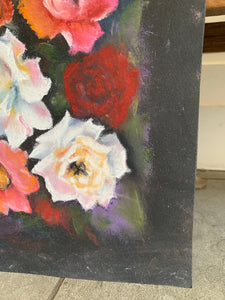 Small Floral Pastel on a Black Paper