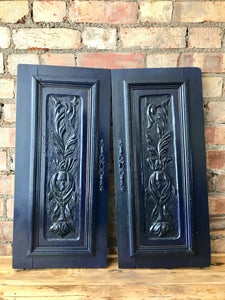 Pair of French vintage panels in navy blue