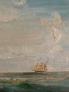 Large Vintage Seascape Oil Painting
