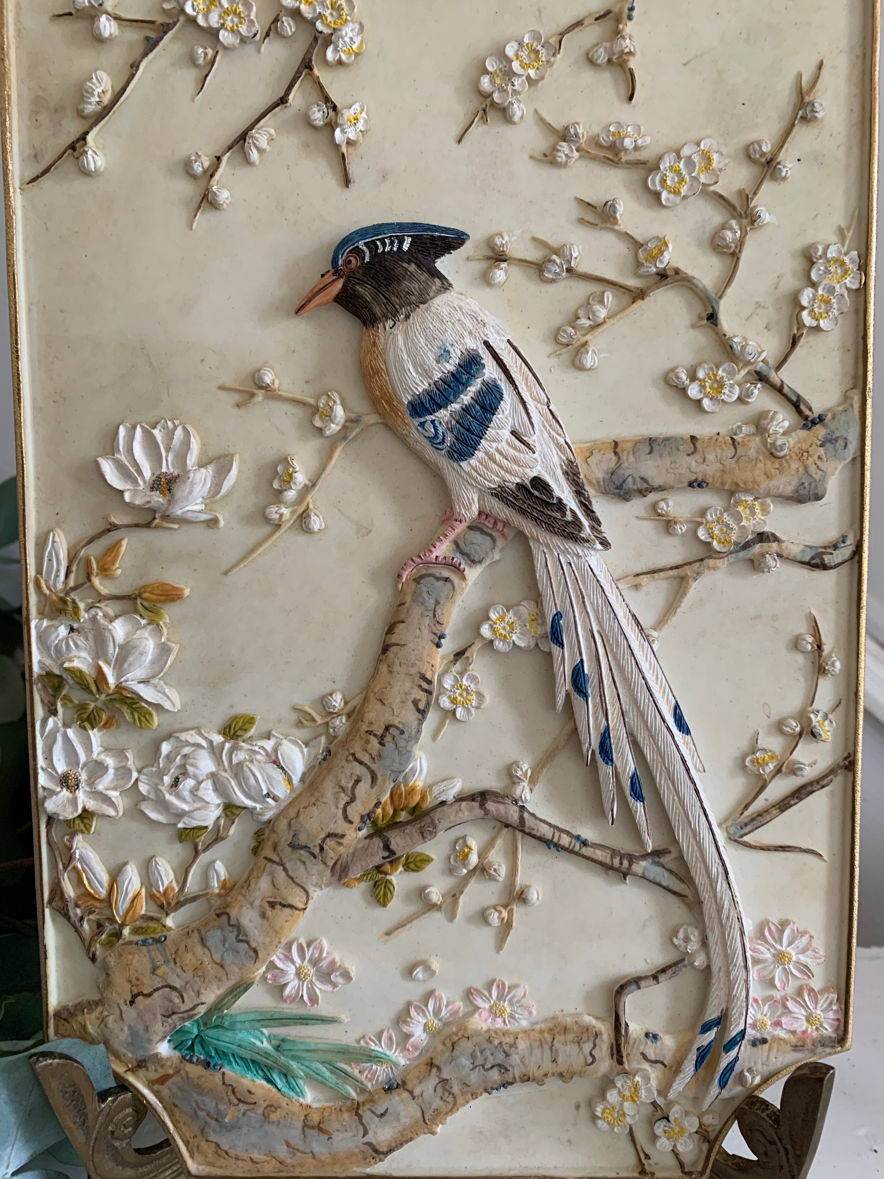 Vintage Plaster Relief of Birds