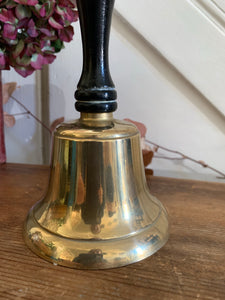 Large Vintage Brass Handbell with Black Handle