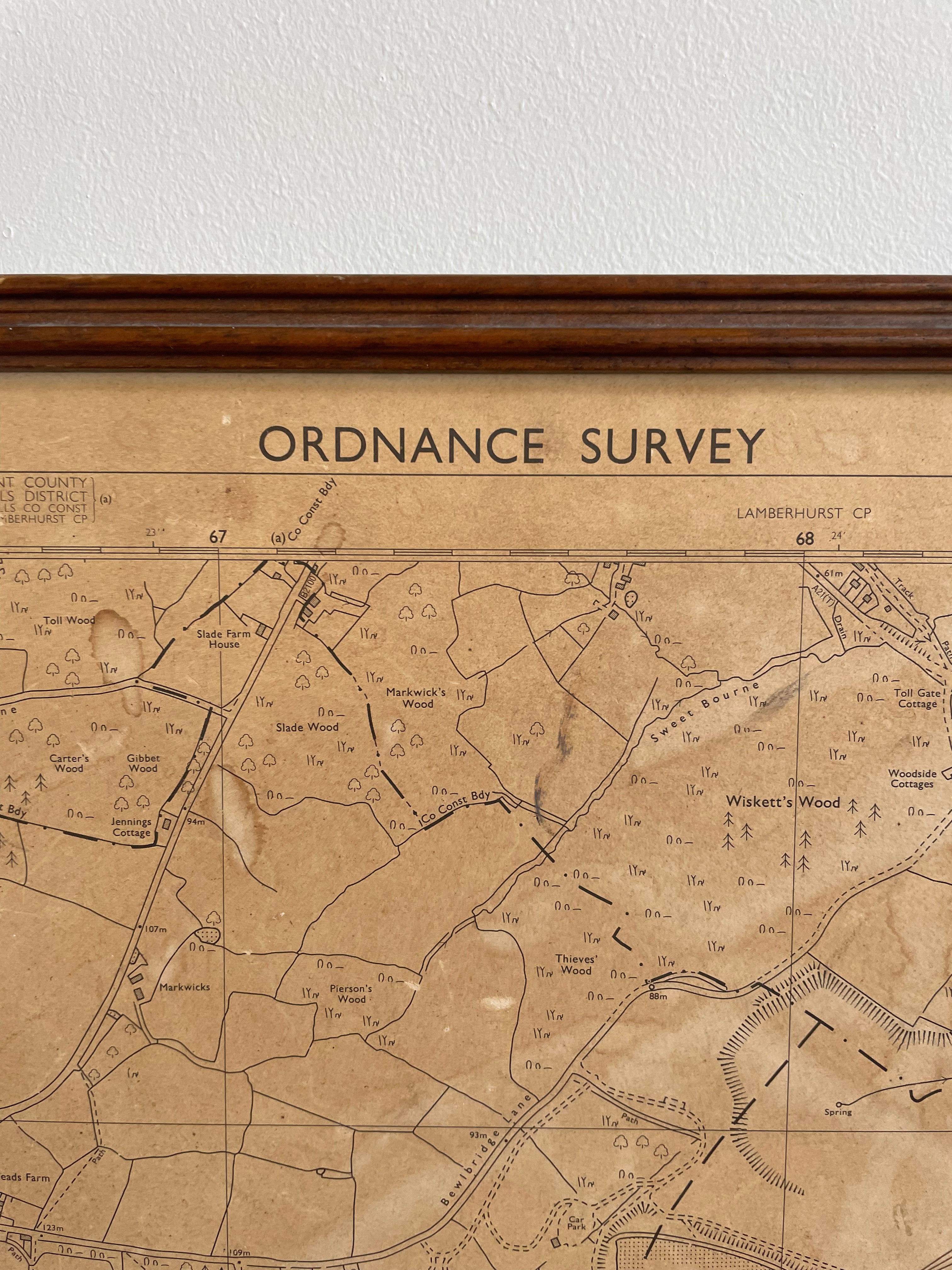 Large Faded Map of East Sussex & Kent