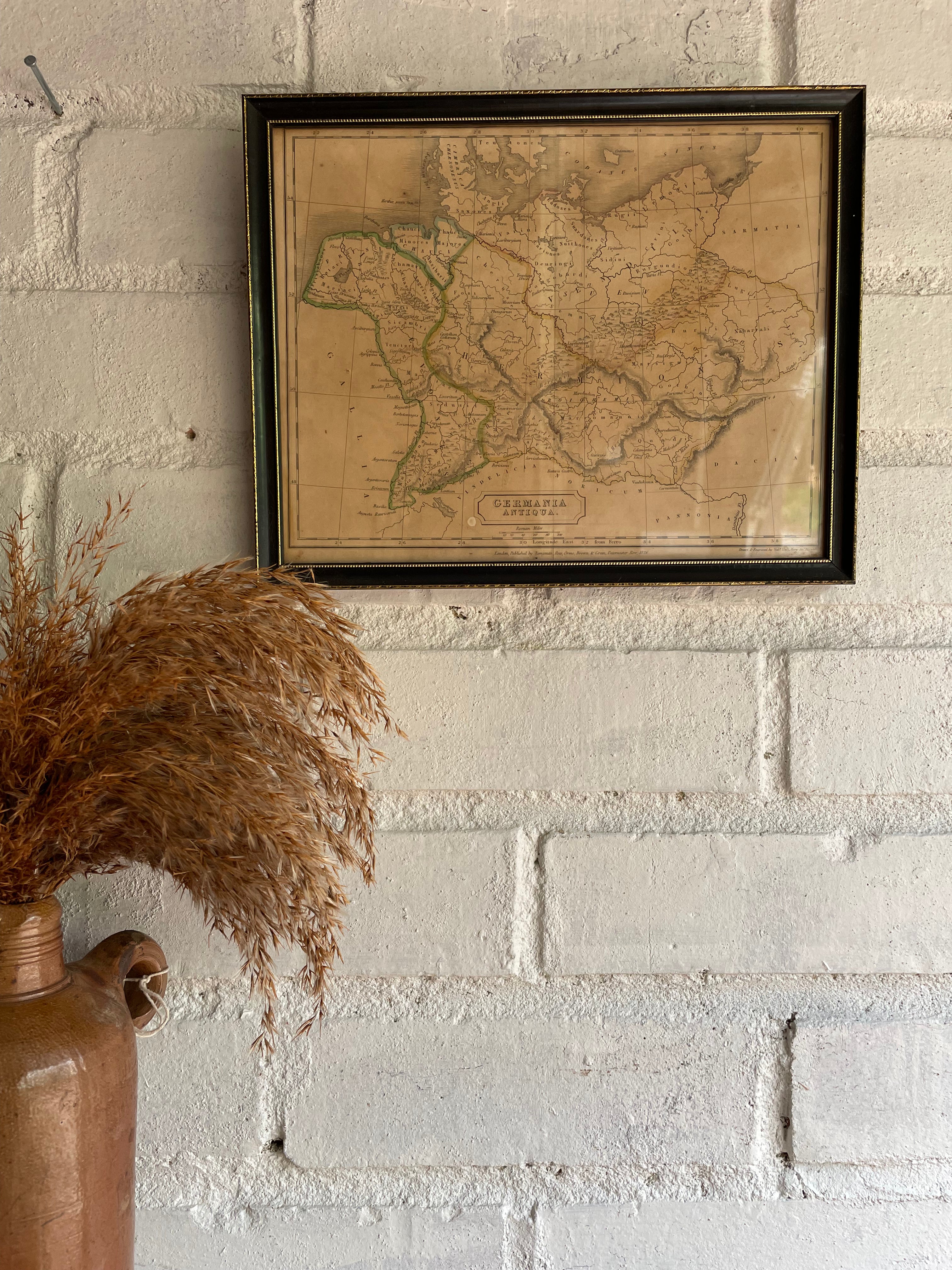 Small 19th Century Framed Map: Germania
