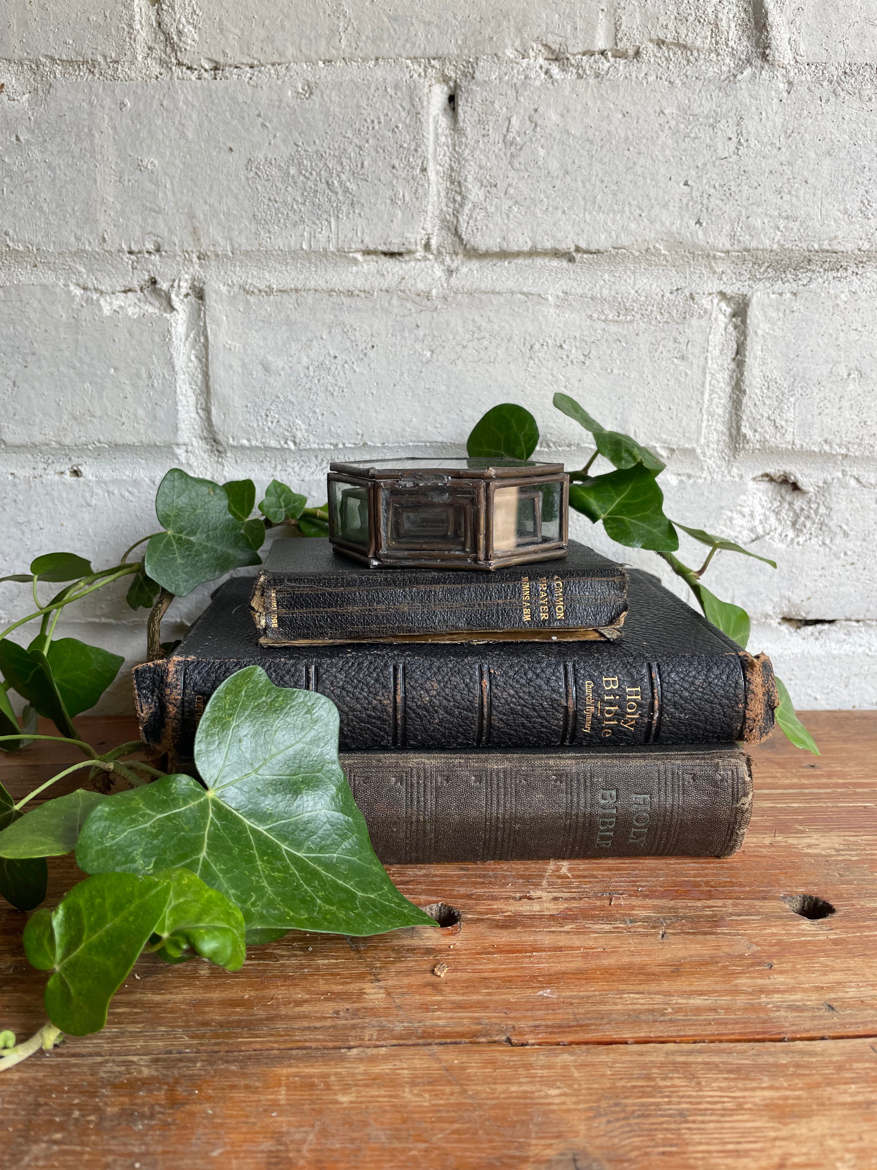 Trio of Tiny Stacking/Nesting Glass & Metal Trinket Boxes